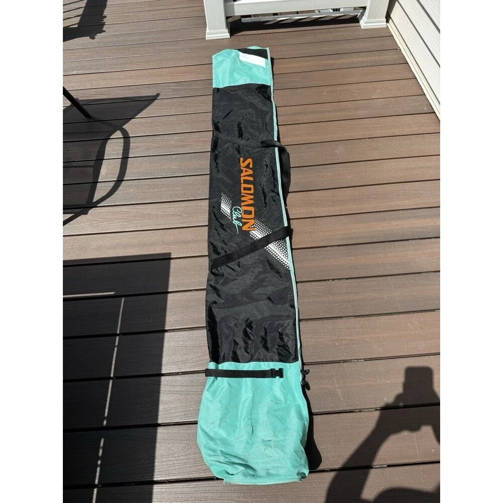 Vintage Neon Retro 90’s Teal Orange Black Salomon Club Ski Bag 83.5” x 12.25”